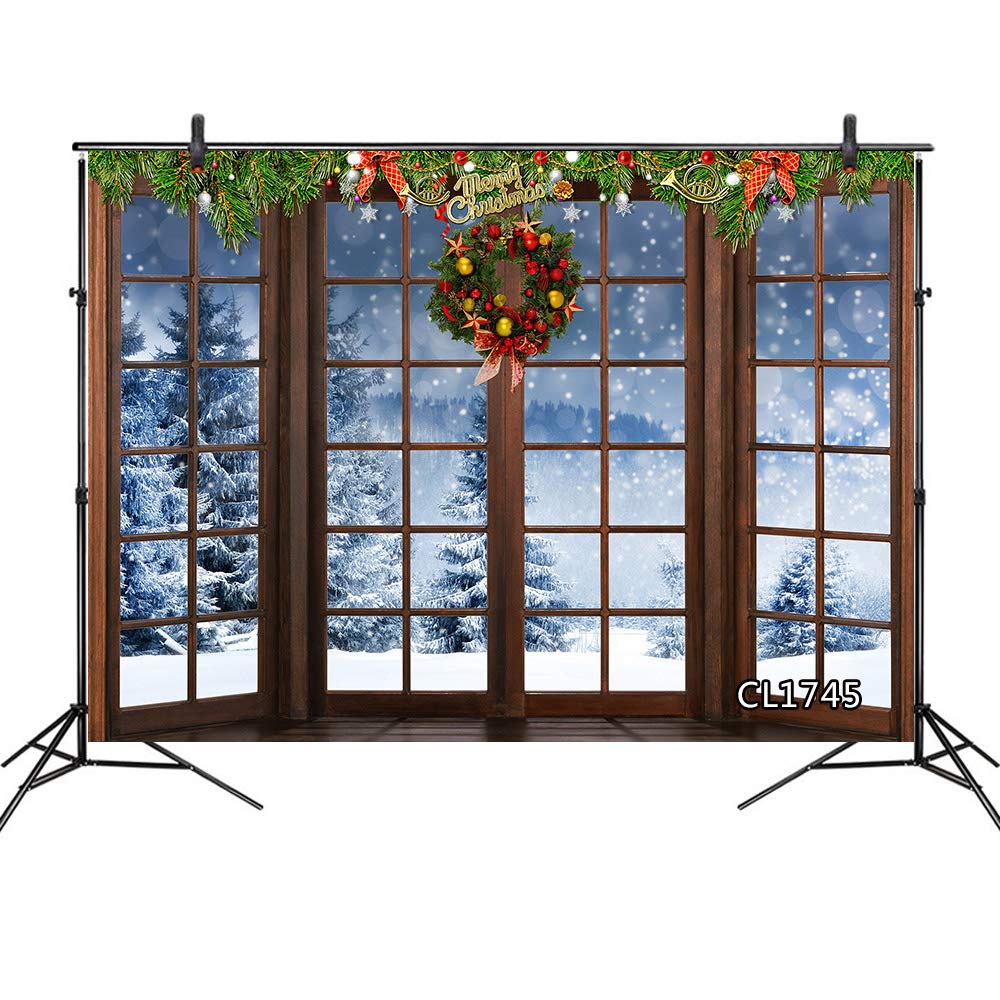 Weihnachts Fotohintergrund 2,9 X 1,8 M – Winter Wald Schnee Szene Mit Weihnachtskranz, Vinyl, Für Fotoshooting & Party