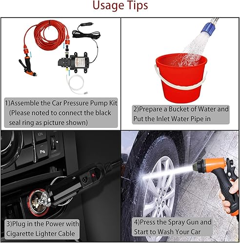 Miniatura 3 de Bomba eléctrica de lavado a presión, 12 V, 100 W, portátil, de alta presión, kit de bomba de agua inteligente para automóvil, caravana, hogar,