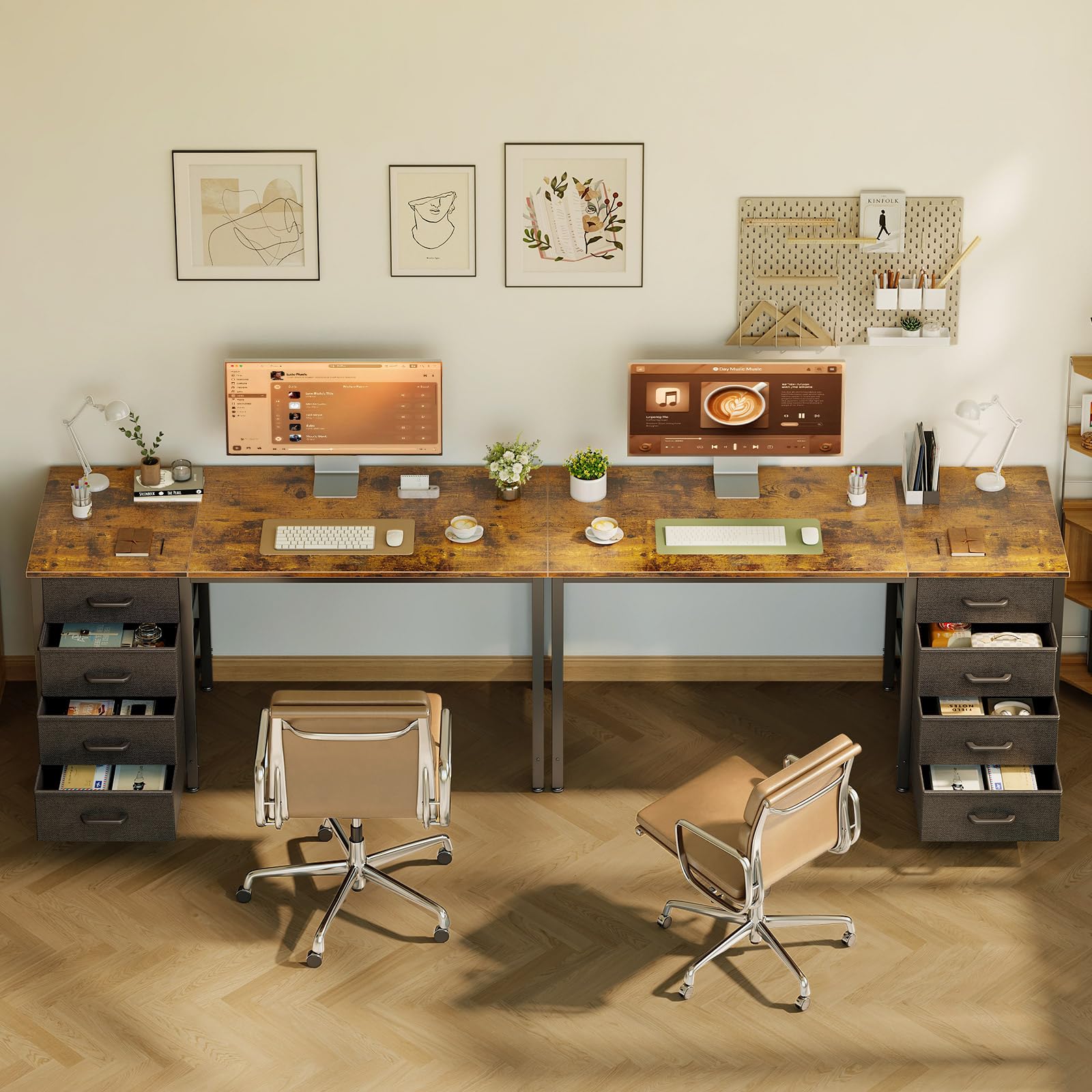 ODK Bureau met 2 laden, computertafel met 2 stopcontacten, 2 USB- oplaadpoorten, pc-tafel met planken en monitorstandaard, kantoortafel voor thuiskantoor, 120 x 50 x 90 cm, wit