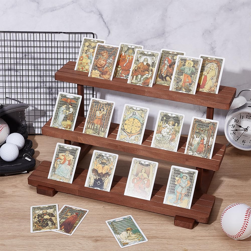 UNICRAFTALE 3-Tier Graded Card Display Stand for Psa Wooden Baseball Card Display Case Camel Sports Trading Cards Holder Trading Card Shelf for Cards Game Collection 39.5x25x20.5cm - Image 2
