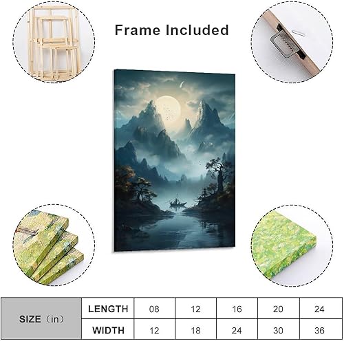 Miniatura 10 de Arte de pared, pintura de paisaje y paisaje oriental, pintura decorativa, lienzo, póster artístico y arte de pared, impresión moderna de decoración