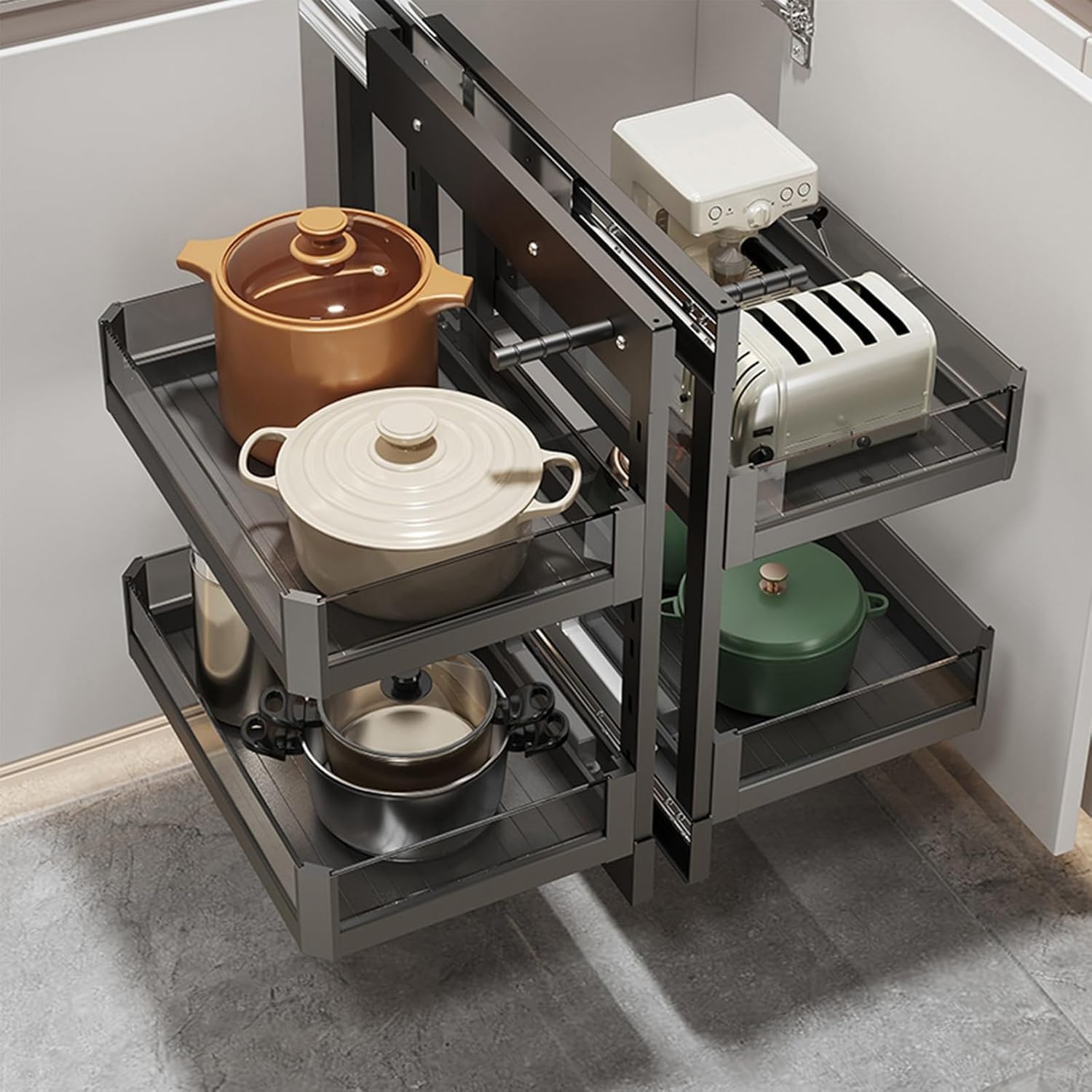 DLLDQBD Corner Pull Out Baskets Shelving Unit For Kitchen Storage Cabinet(Size:900)