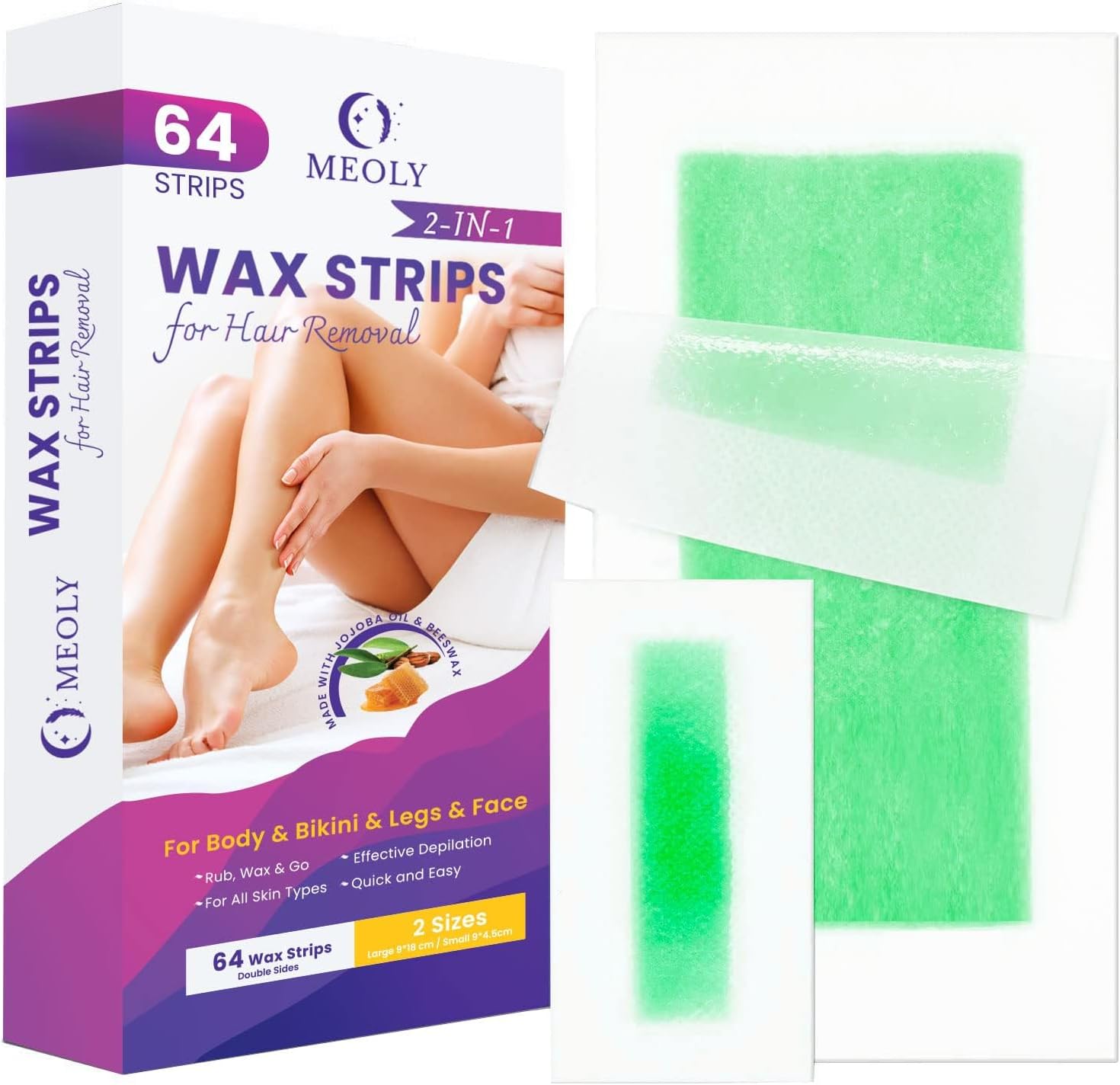 Hair Removal Waxing Strips Kit Natural Adhesive Glue