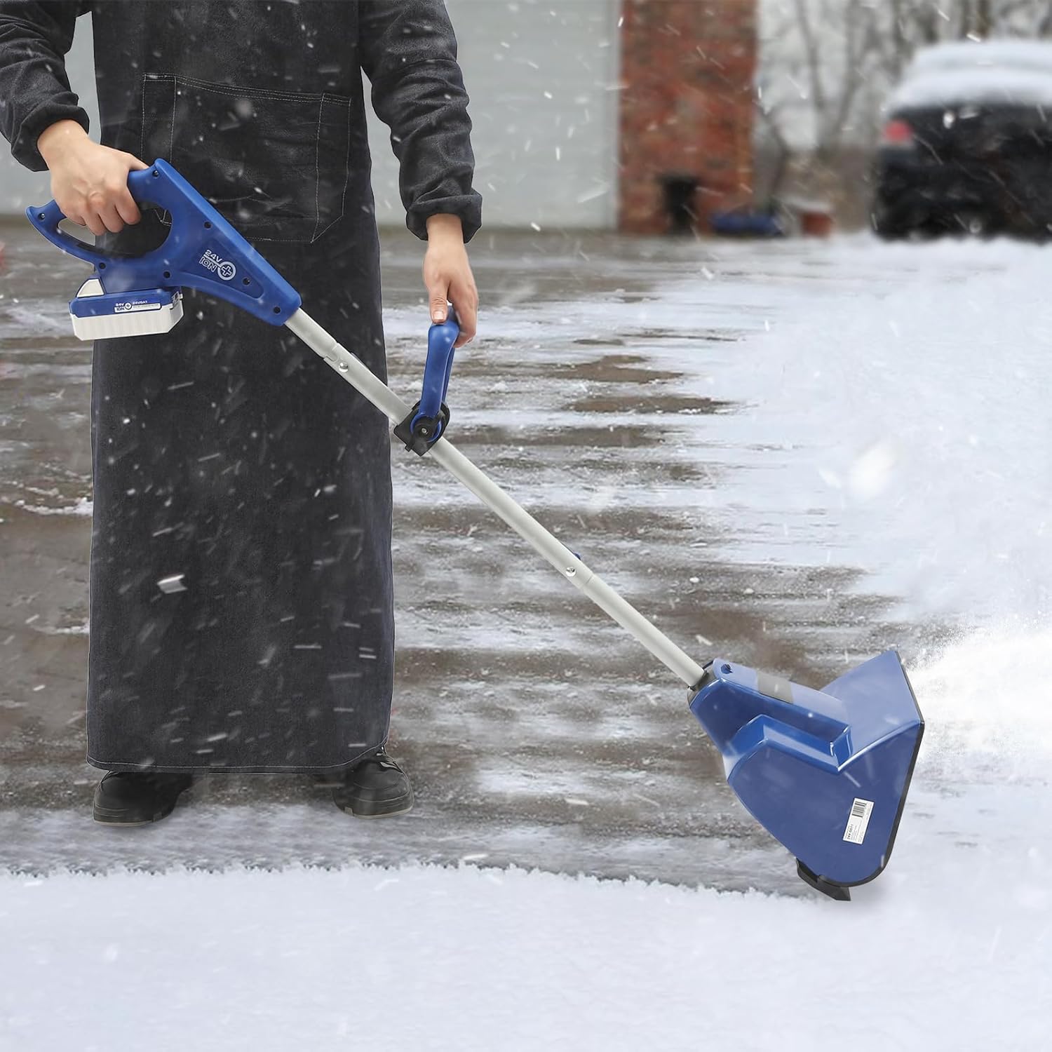 Cordless Snow Shovel, Electric Snow Blower Rechargeable Snow Thrower Snow Sweeper 11.02 Inch Wide w/4.0Ah Lithium Batteries with Ten Cells for Quickly Remove Both Thin & Thick Snow Cover