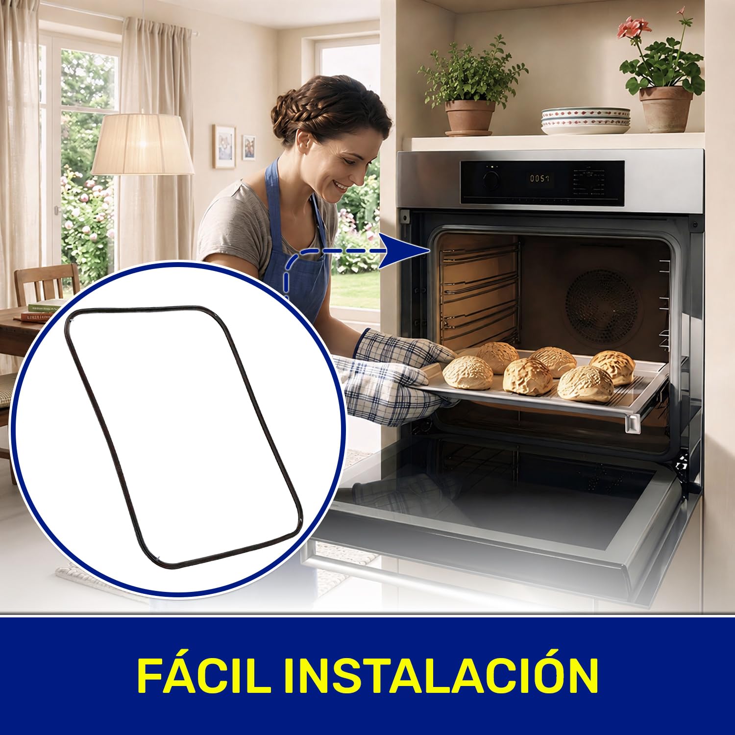 Goma Horno 440x360 mm con Código Original 42822687 42832275 para Candy para Hoover - Junta Horno con 4 Ganchos - Garantía de 10 Años - MONTERAL