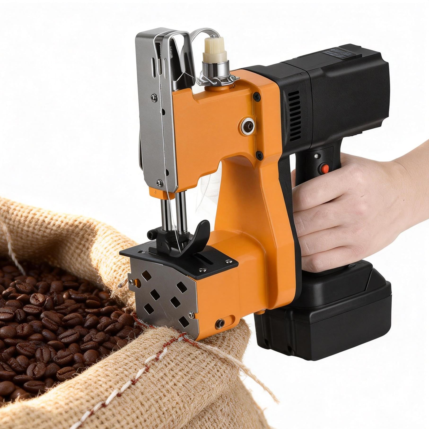 FHRKA 160 W Cordless Electric Bag Closer Machine, Handheld Bag Stitcher Sewing Machine, Automatic Thread Cutting for Rice/Sack/Woven