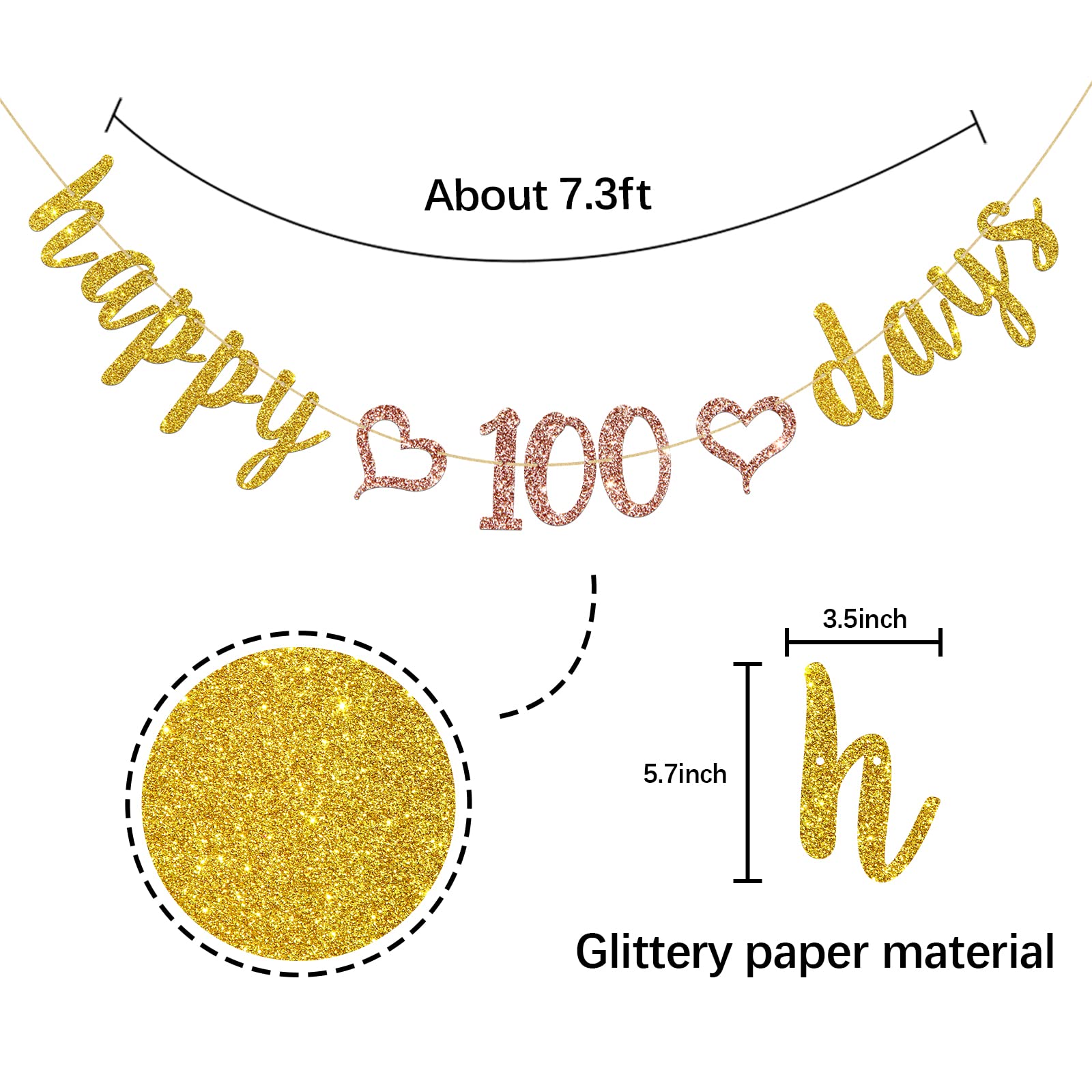 Glitzer-Banner 'Happy 100 Days' – Für Baby-100-Tage-Feiern, In Gold/Silber – Partydeko Für Jungen & Mädchen
