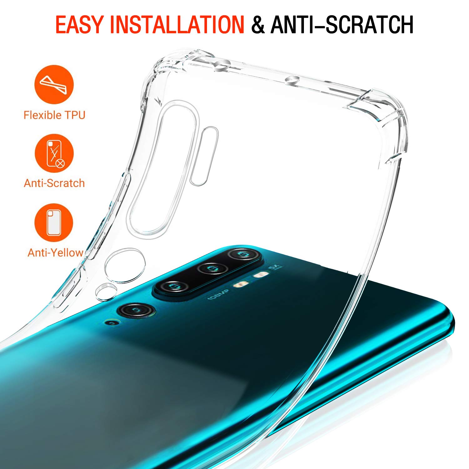 iVoler Cover for Xiaomi Mi Note 10 / Xiaomi Mi Note 10 Pro, Transparent