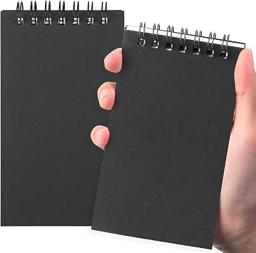 Tenceur 2 Pcs Pocket Notebook Bulk Small 3x5 Inch Spiral Notepads Mini Top Bound Notebook with Lined 120 Pages Ruled Memo Pads for Office College Nurse Essentials Back to School Gift Black