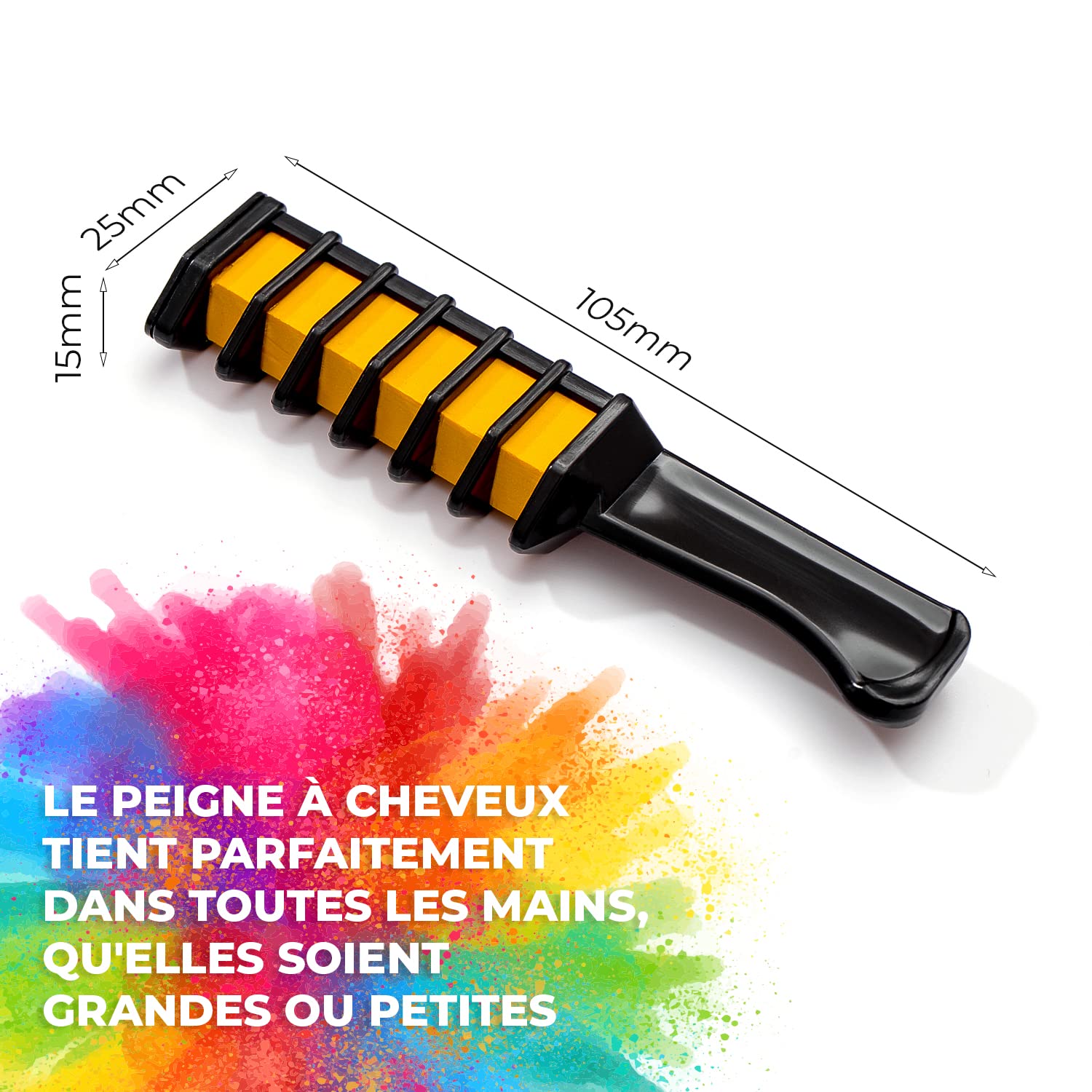Magicat PEIGNE À CRAIE POUR CHEVEUX Set - 10 couleur de cheveux pour enfants et 5 élastiques I Pour anniversaire ou cadeaux pour filles I Couleur lavable I Accessoires de cheveux
