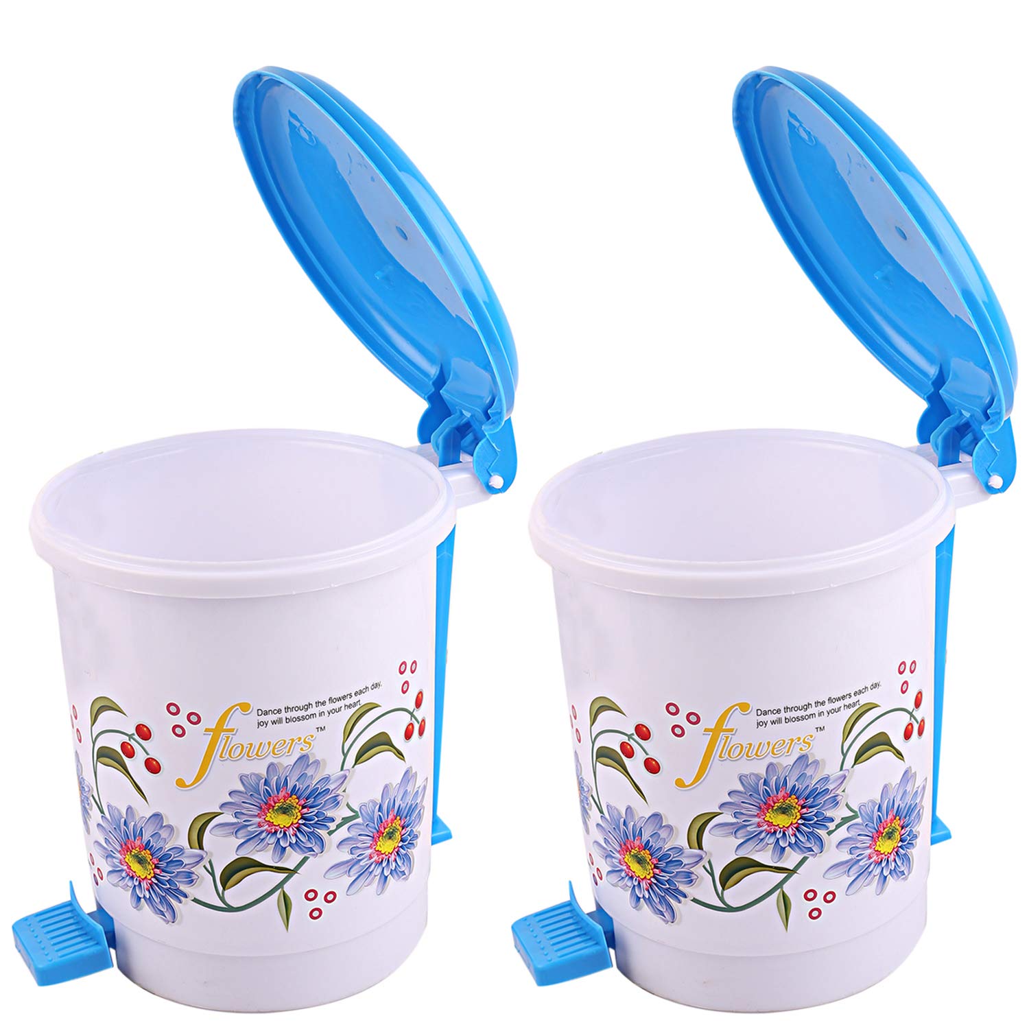 Kuber Industries Virgin Plastic 2 Pieces Small Dustbin/Garbage Bin (Blue)-CTKTC4054