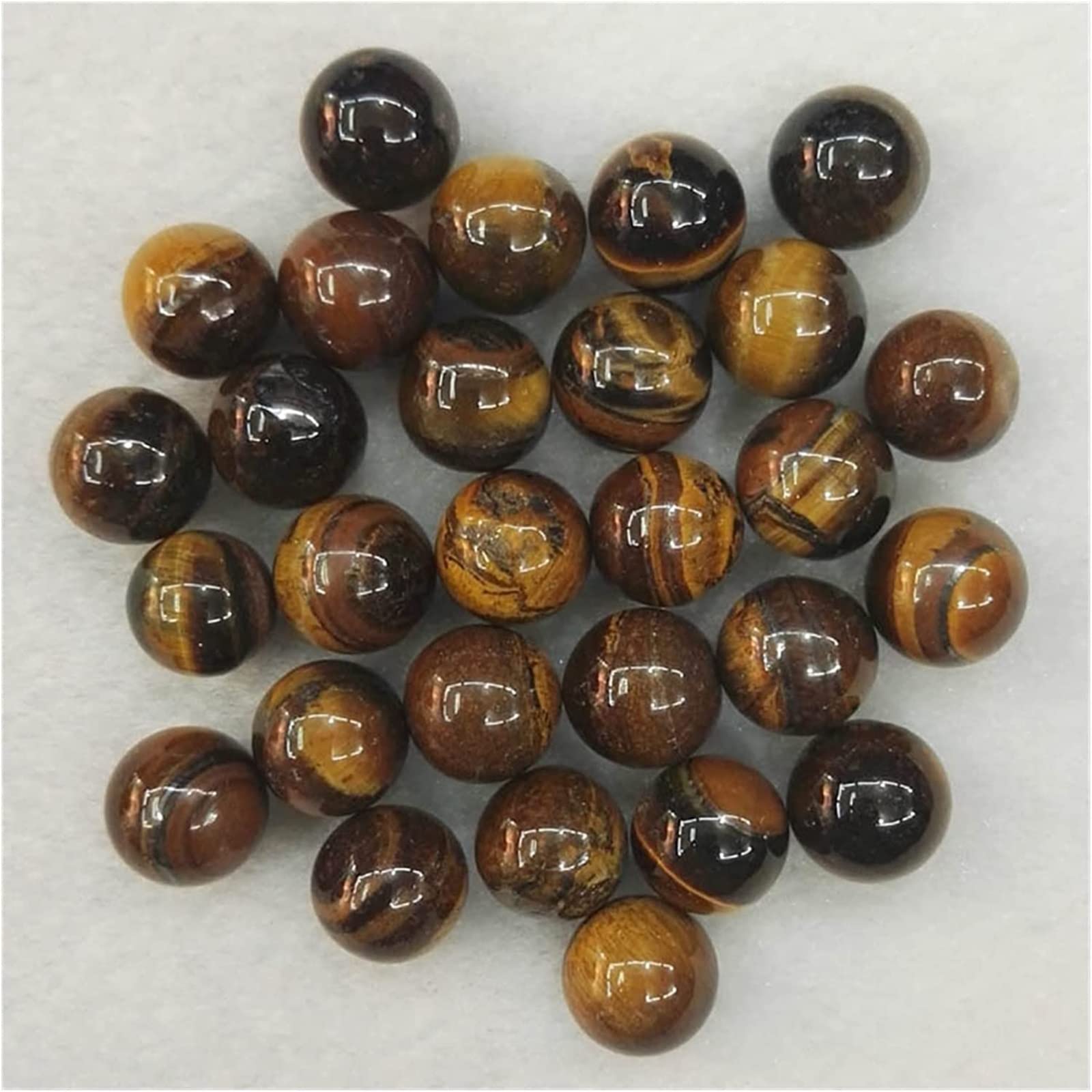 Home Kolekcje Kamień naturalny, kaboszon, tygrysie oko, kamień naturalny, okrągły koralik kulkowy, 10 mm, bez otworu, zawieszki, kamienne koraliki do produkcji biżuterii, 50 szt