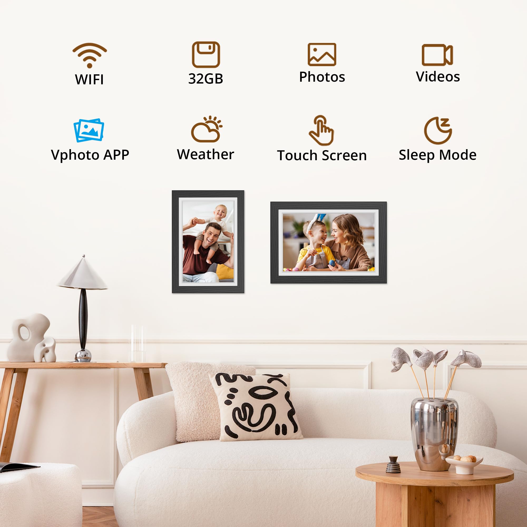 Dragon Touch Cadre Photo Numérique WiFi 10,1" avec Mémoire Intégrée de 32Go