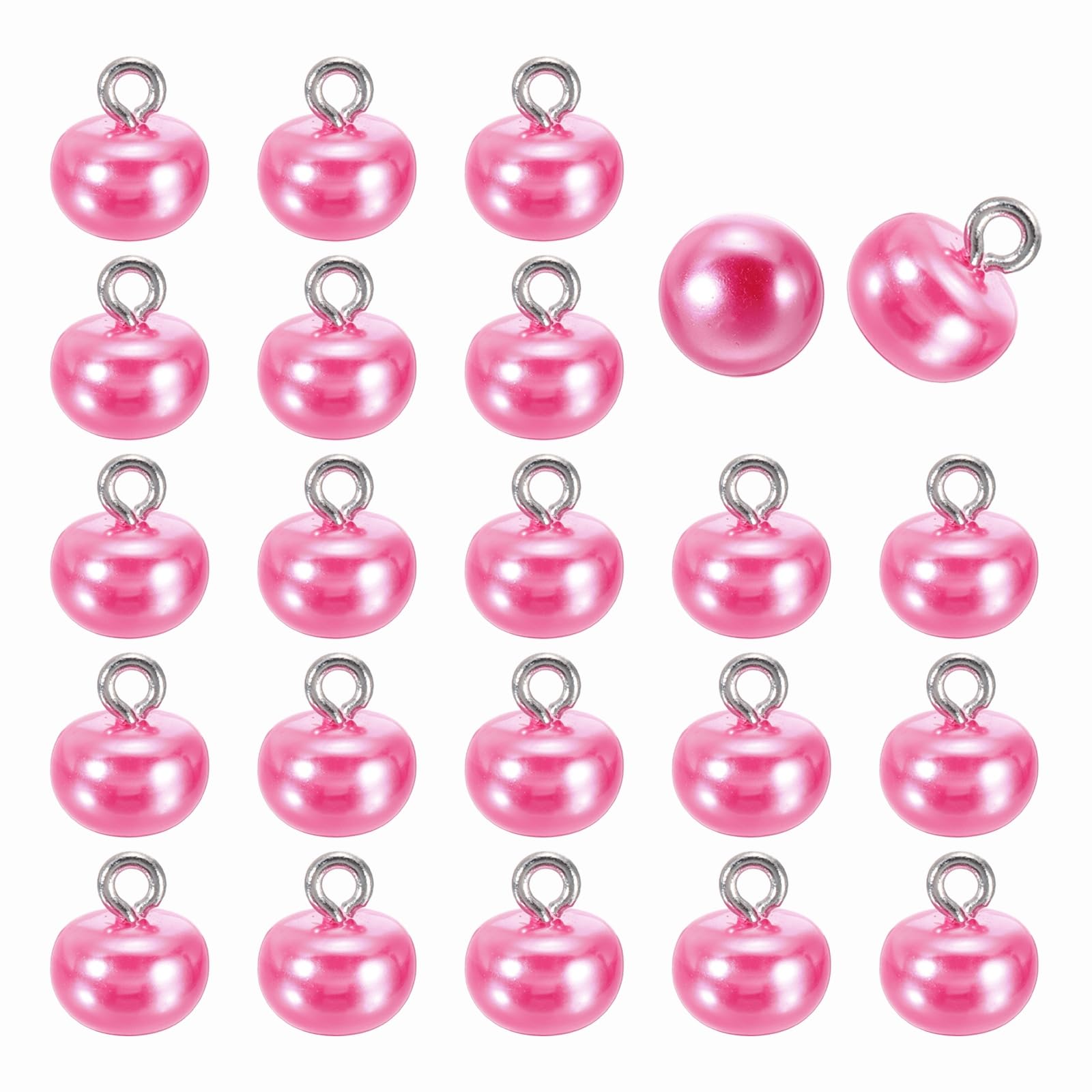 sourcing map 24pcs 16L Round Faux Pearl Buttons 10mm 3/8" Half Ball Dome Metal Shank Sewing Buttons Replacement DIY Small Button for Clothing Bridal Wedding Dress DIY Crafts, Rose Red