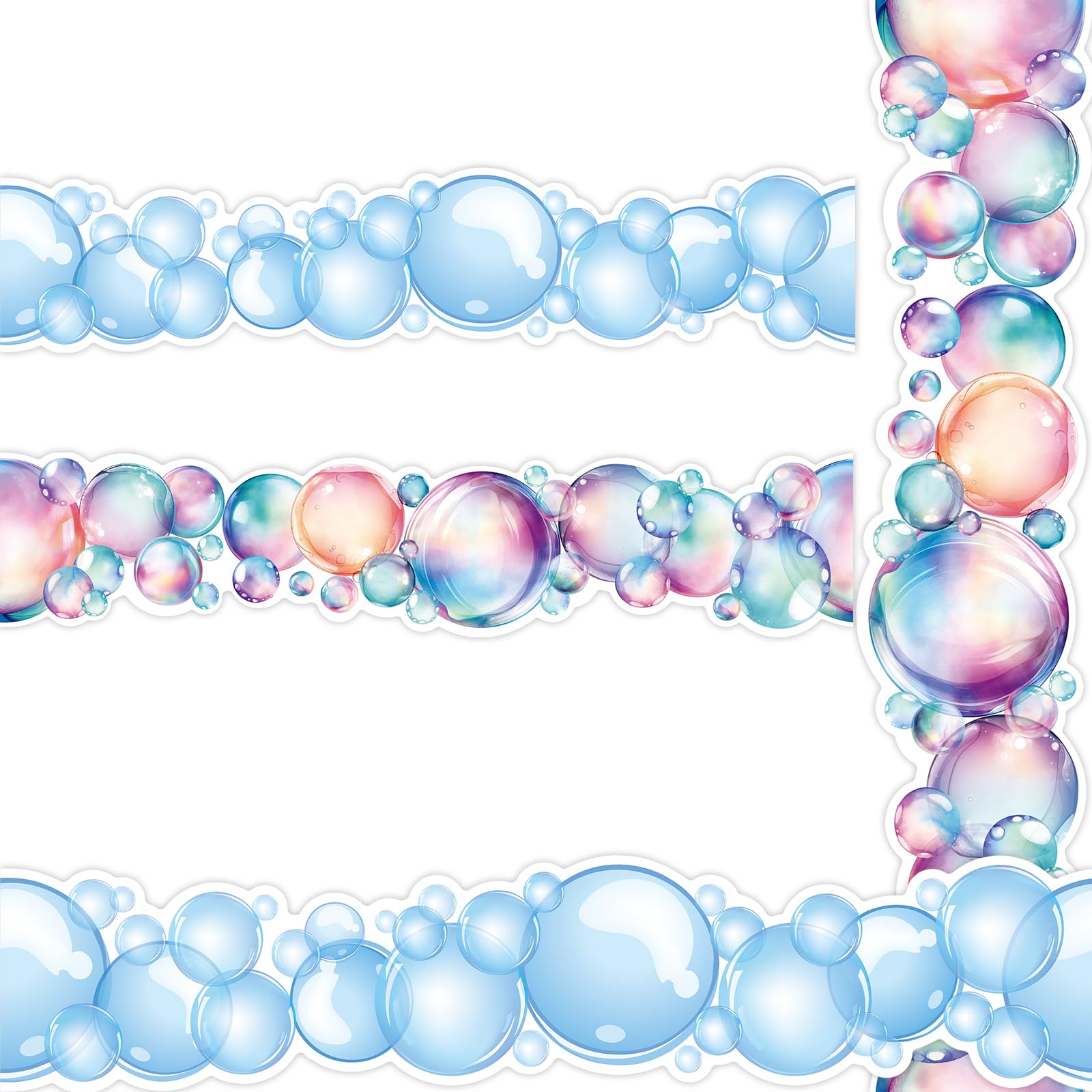 Summer Ocean Bulletin Board Borders Blue Bubble Shaped Decorations Under The Sea Trim Border for Classroom Chalkboard Tropical Party Home Office Wall