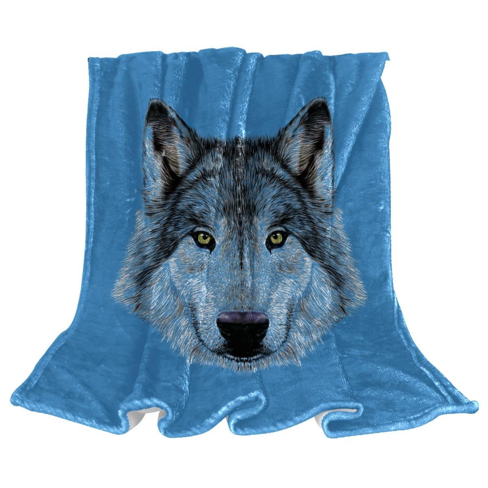 Couverture polaire loup gris pour ne plus avoir froid sur le canapé