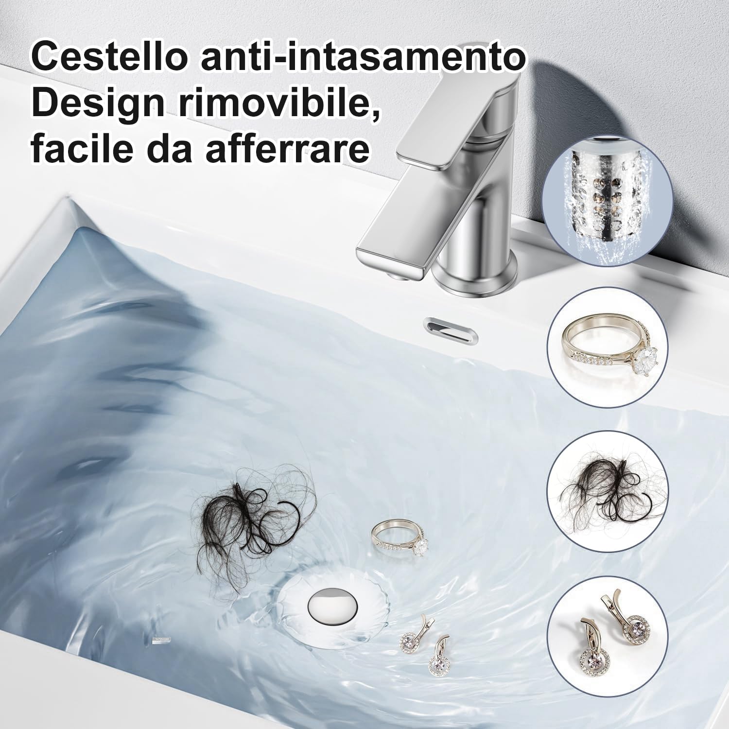 Nuovo filtro di scarico per lavello 3 in 1 in acciaio inossidabile