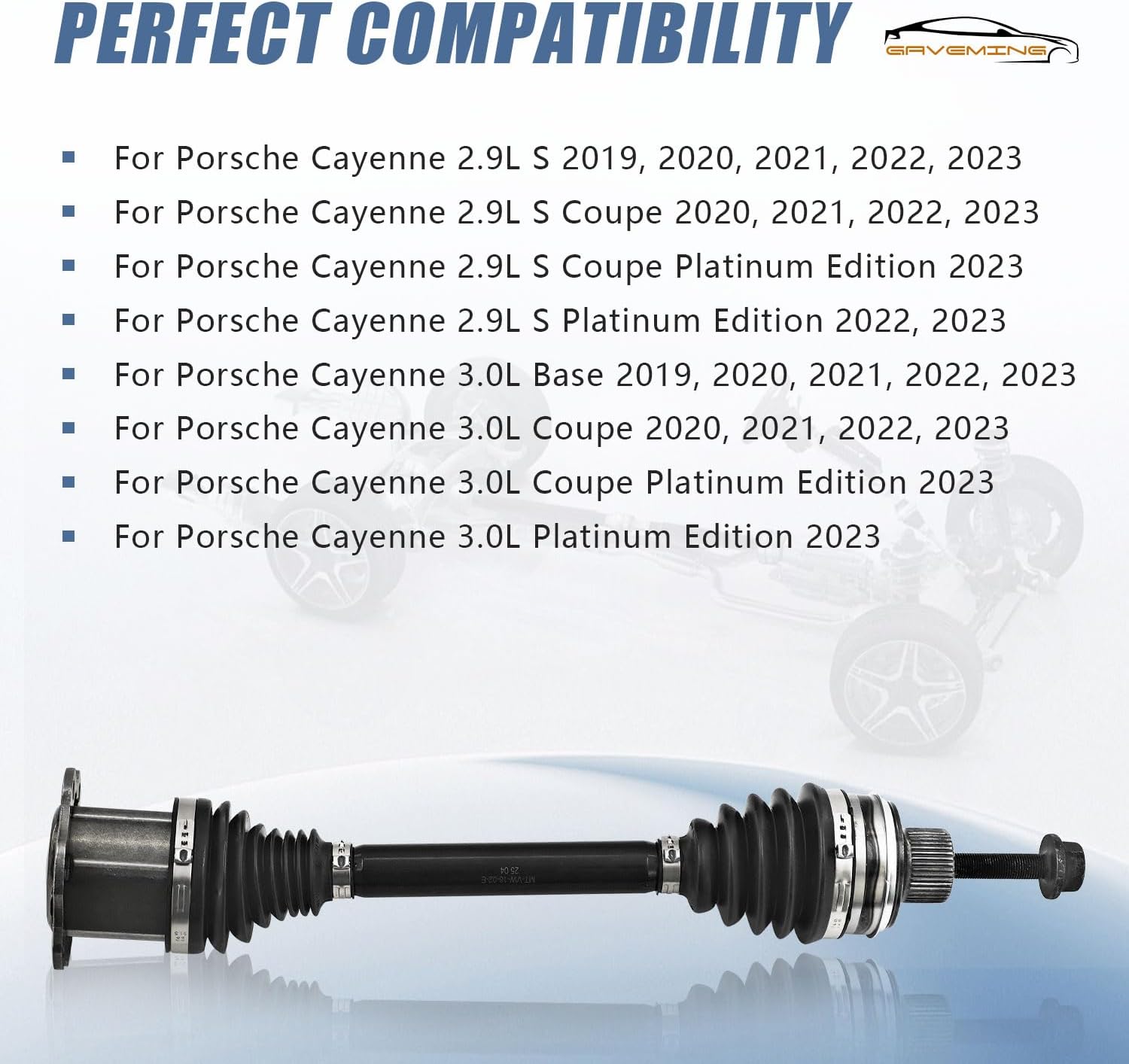 Front Driveshaft Axle CV Left/Right Replacement, Compatible with Porsche Cayenne 9YA E3 Models 2018-2023 - Replacement Part Number 95840727100 PAD407271 4M4407271 PAB407271B PAB-407-272-B (2PCS)
