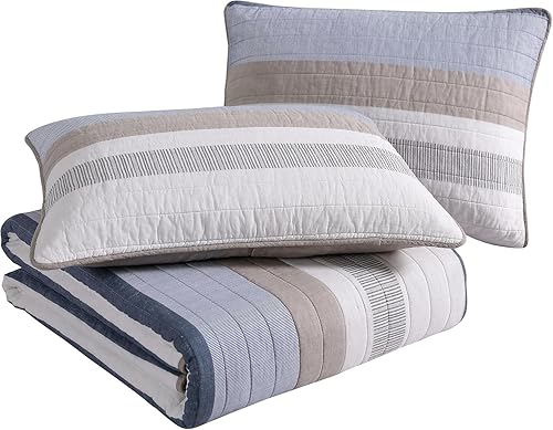 Miniatura 4 de Nautica - Juego de edredón tamaño King, ropa de cama reversible de algodón con fundas a juego, decoración del hogar para todas las estaciones (azul