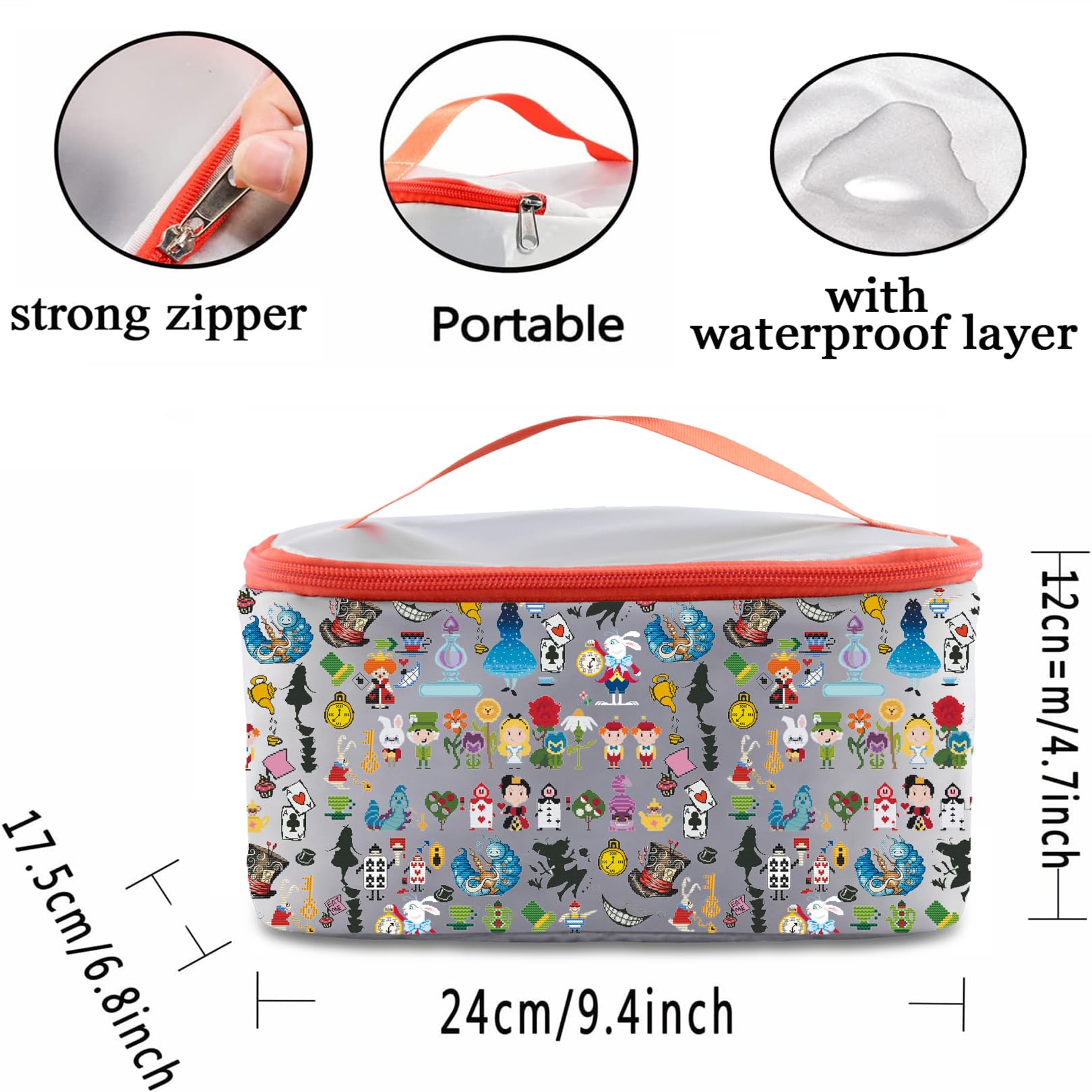 PXTIDY Cartoon Characters Cosmetic Case Faily Tales Fans Gift Cartoon Theme Makeup Organizer Bag