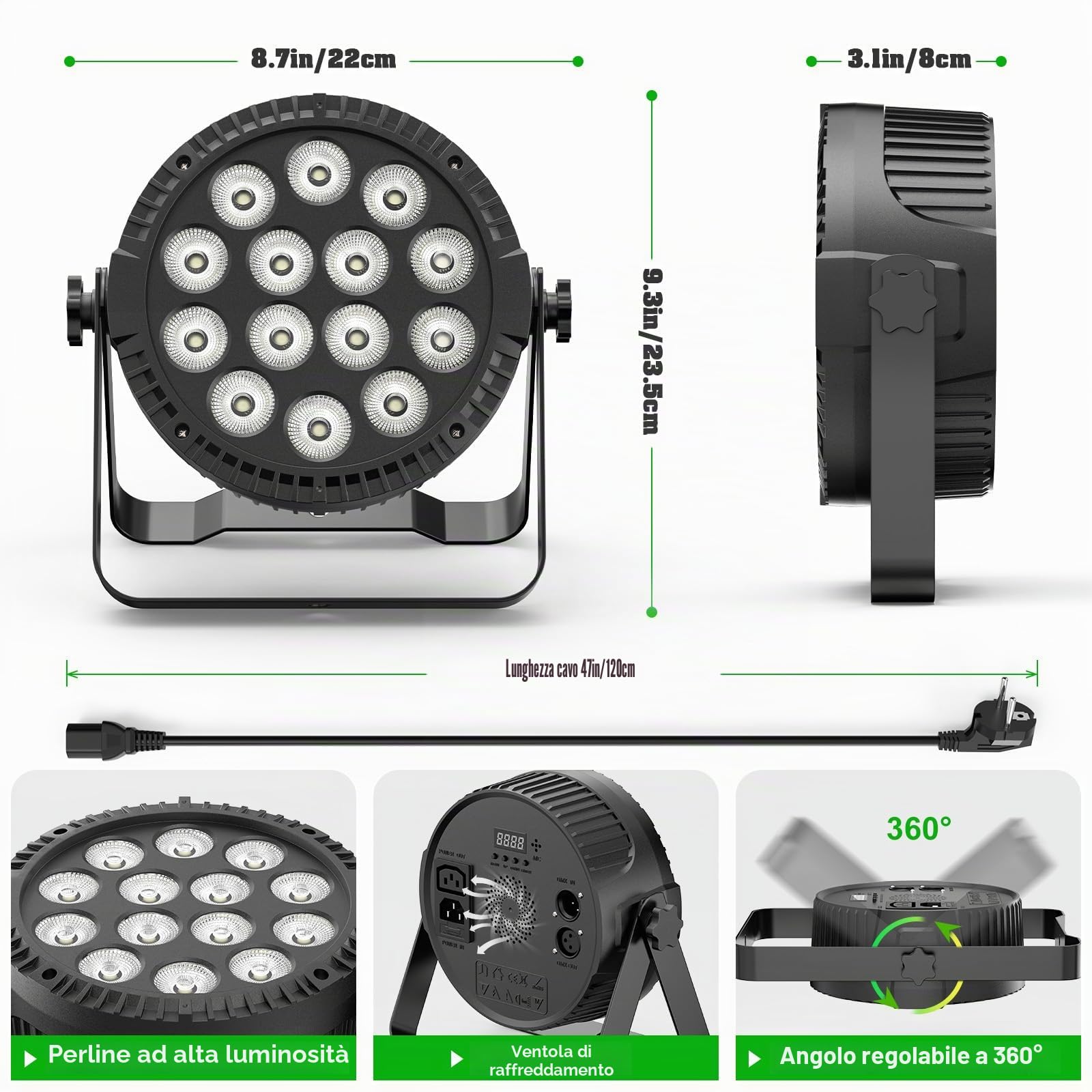 84W LED Par Faretti RGBW DMX512 14 LED luce palco con Telecomando Luci da discoteca festa ad alta luminosità Illuminazione scenica per KTV Stage DJ Ristorante Bar Halloween Natale