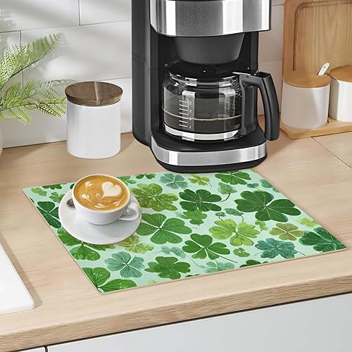 Vista 65 de Tapete de café para cafetera, máquina para cafetera, mesa, tapete absorbente de cuero para secar platos para encimeras de cocina, 18 x 12 pulgadas