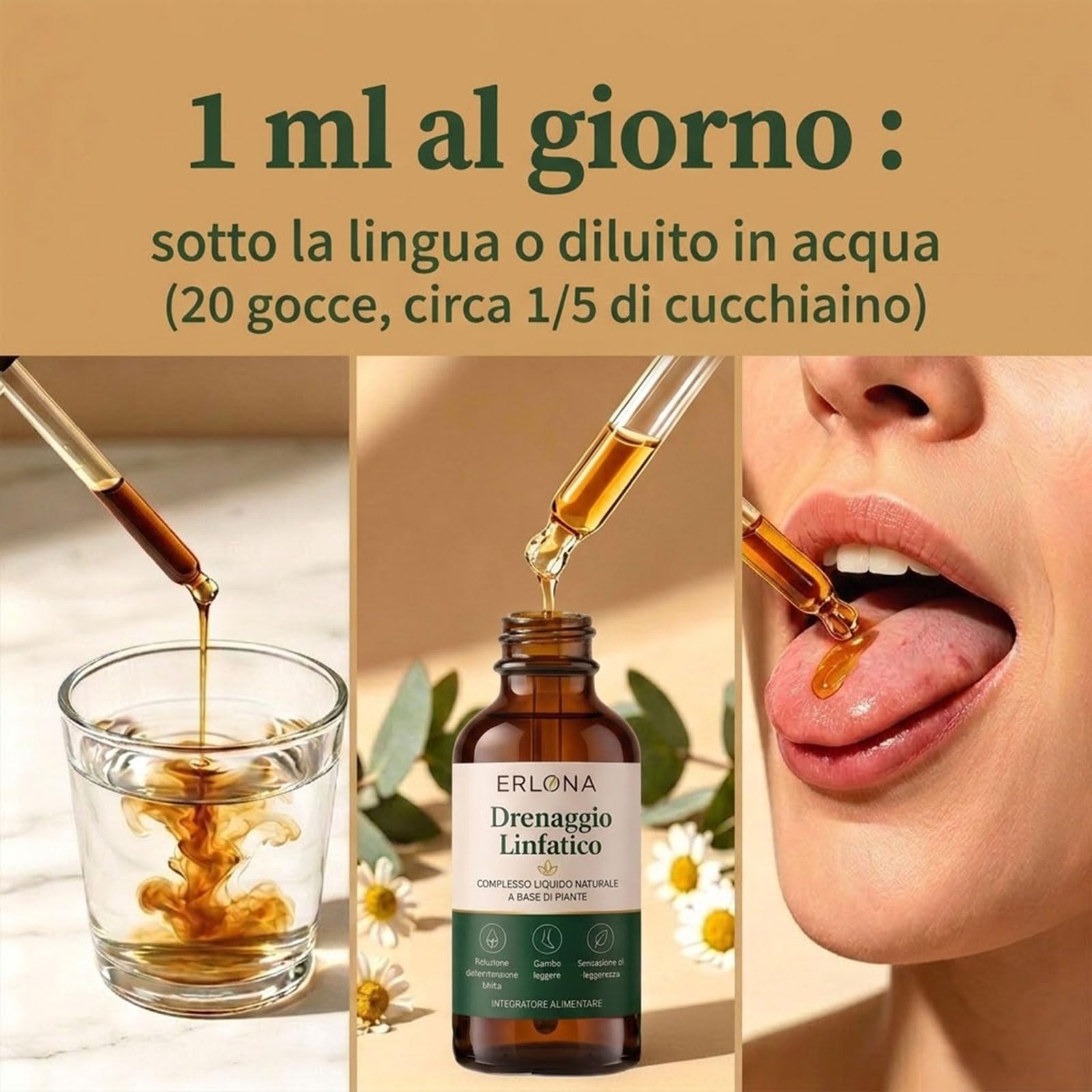 Erlona Drenaggio Linfatico Gocce, Gocce di Benessere peril Drenante Linfatico, Formula Erboristica Naturale, Adatte per Donne e Uomini (1)
