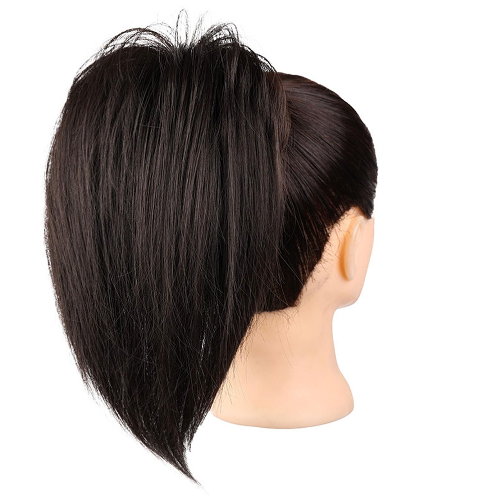 GWAWG Ponytail Extension,Claw Clip Bun Hair Piece, Short Straight Ponytail Extensions ,Messy Hair Bun, Natural Synthetic Fake Pieces for Women(6A)