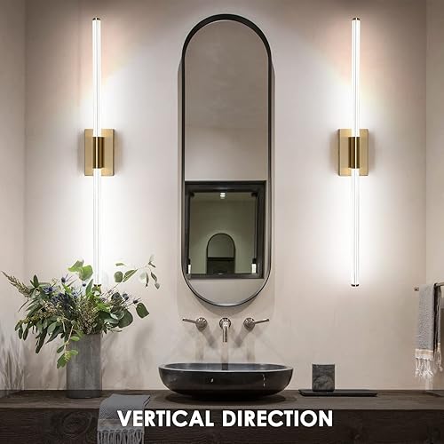 Miniatura 4 de Moderna luz LED de tocador, iluminación completa de 360 sobre el espejo, 32W 5500K blanco frío, aplique de pared cableado, 40 pulgadas, latón