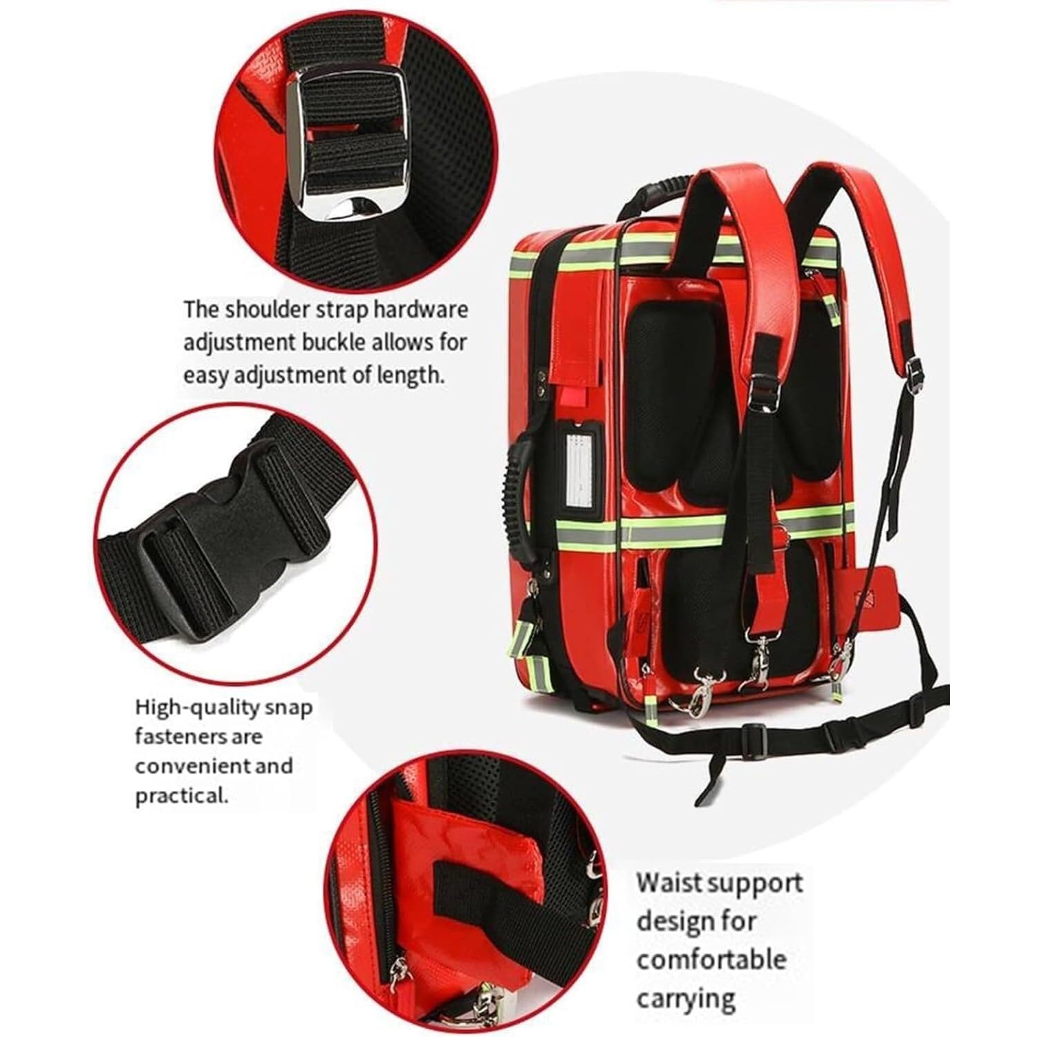 Borsa Traumatologica For Primo Soccorritore, Medica Mobile Vuota, Di Pronto Soccorso Grande Capacità Con Scomparti, Design A Strisce Riflettenti, For Infermieri Domiciliari(Stair Climbing Rod)