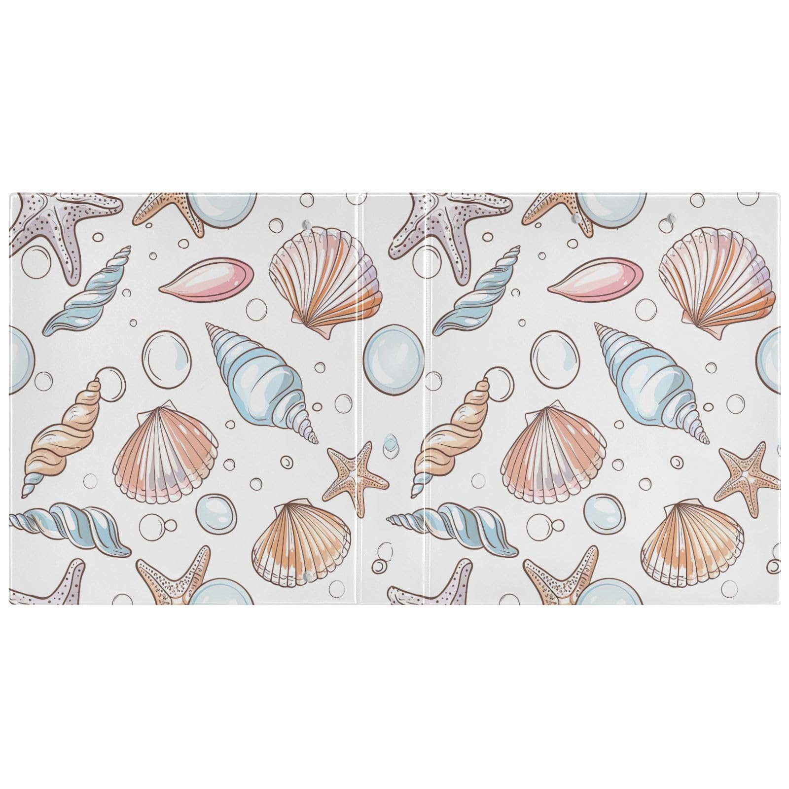 Raccoglitori a 3 anelli, 3,8 cm, motivo conchiglie in stile cartone animato, con clip in metallo, organizer per casa e ufficio, confezione da 2
