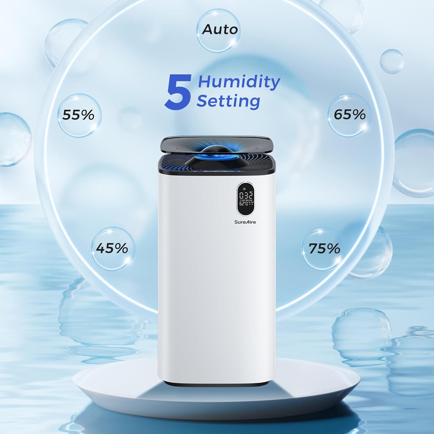 Humidifier and Air Purifier In One with Wheels for Bedroom, 6L Top Fill Evaporative No-White-Mist for Whole Home, Large Room Humidifier with Removable Tank & Dimmable Light, Easy Clean