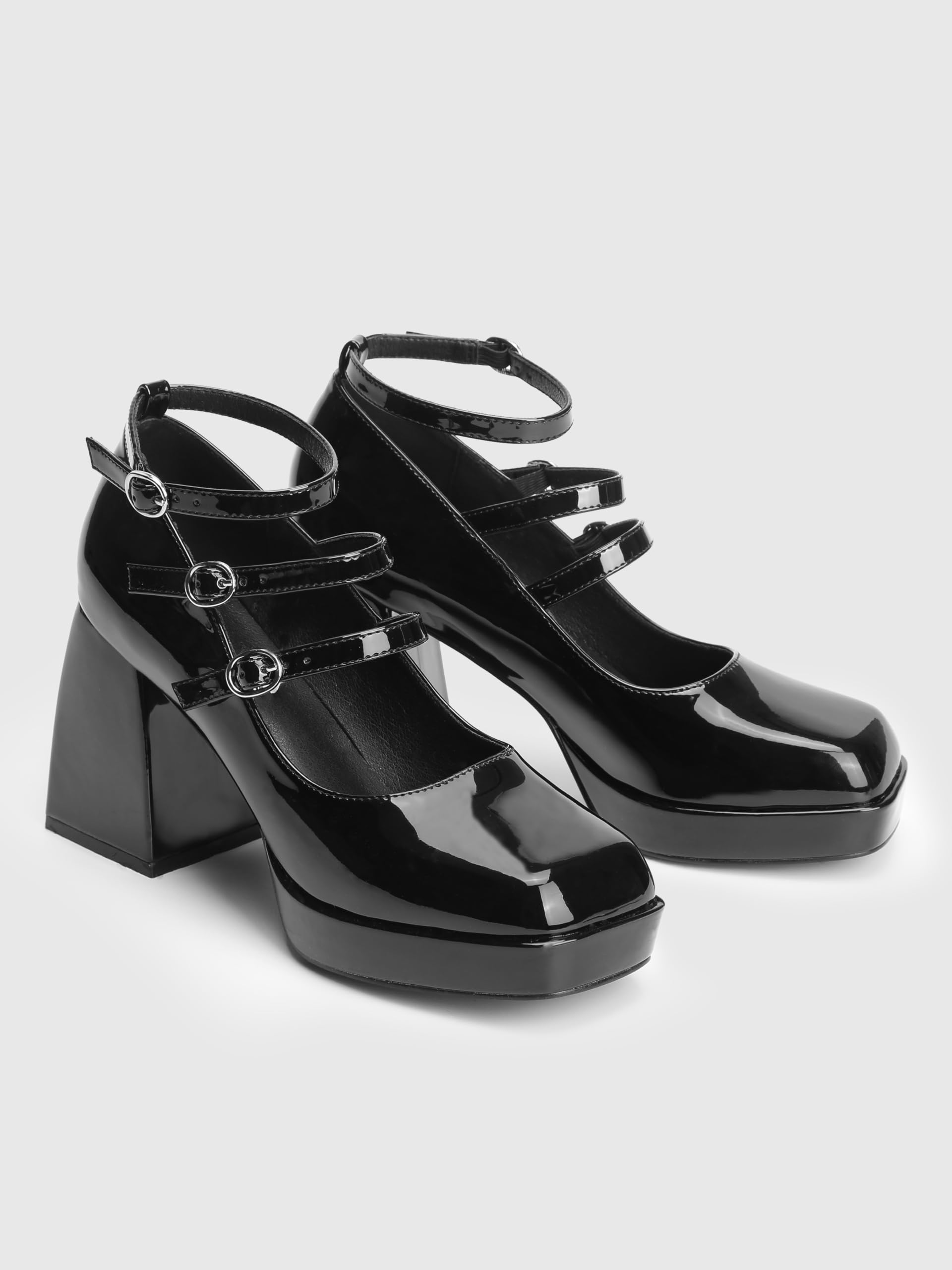 CIDER Chunky Heeled Mary Jane Shoes: 8 Black
