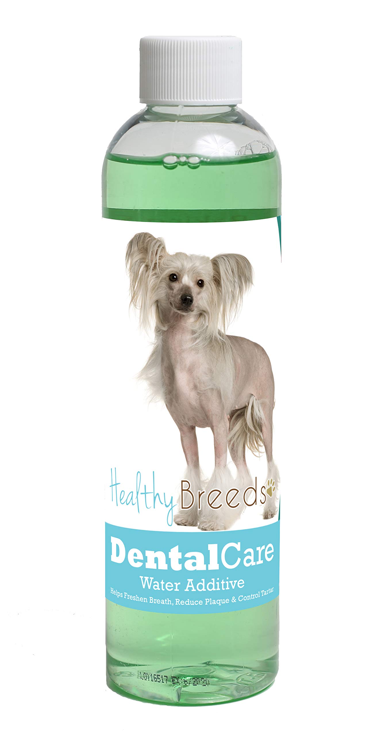 Healthy Breeds Dog Dental Care Water Additive for Chinese Crested - Helps Freshen Breath, Reduce Plaque & Control Tartar - Mint Flavor - 8 oz