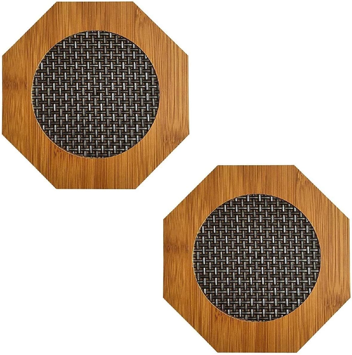 MagicBoxWooden Design Hexagonal Kitchen Bamboo Pan Pot Holder Heat Insulation Hot Coffee Bowl Tea Cup for Office Home Kitchen, Hot mats for Dining Table, Crafted Wooden Coasters Set (Pack of 2)