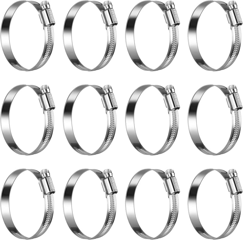 Abraçadeiras de mangueira sem perfuração Steelsoft em aço inoxidável 304, 50 a 70 mm – Kit com 12 unidades