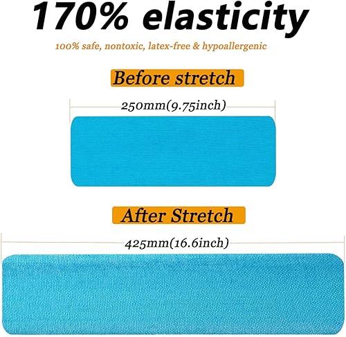 Miniatura 3 de Kinesiology - Cinta deportiva profesional (20 tiras precortadas), impermeable, transpirable, atlética, elástica, para aliviar el dolor, para