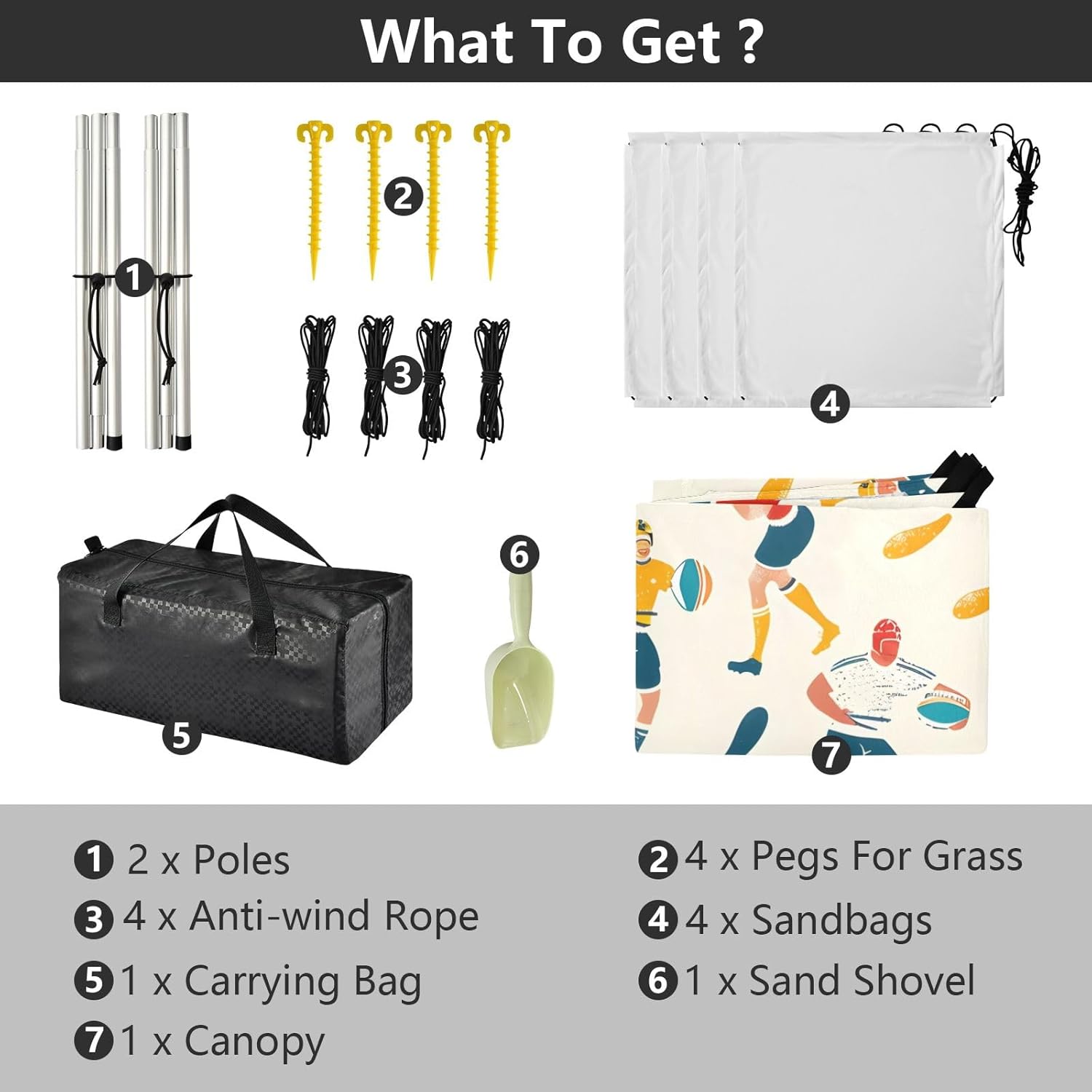 Rugby Sports Camping Sun Shelter, Beach Tent Portable Beach Sun Shade Outdoor Canopy for Camping Trips Fishing Picnic