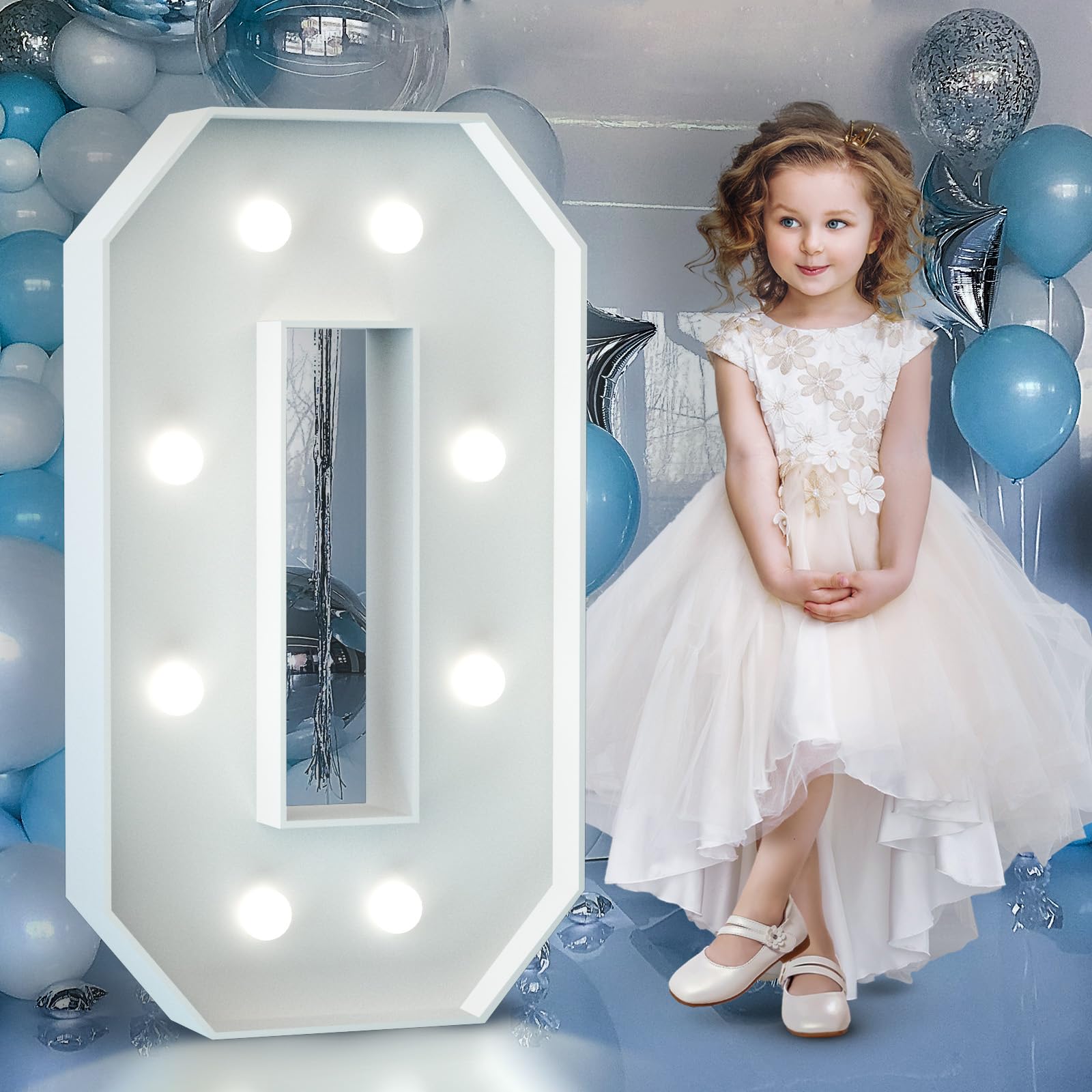 Números iluminados para decoración de cumpleaños: números grandes 0 para decoración de fiesta de 10 a 20, boda, baby shower, marco de globos de espuma de cartón, mosaico de globos de cartón, soporte