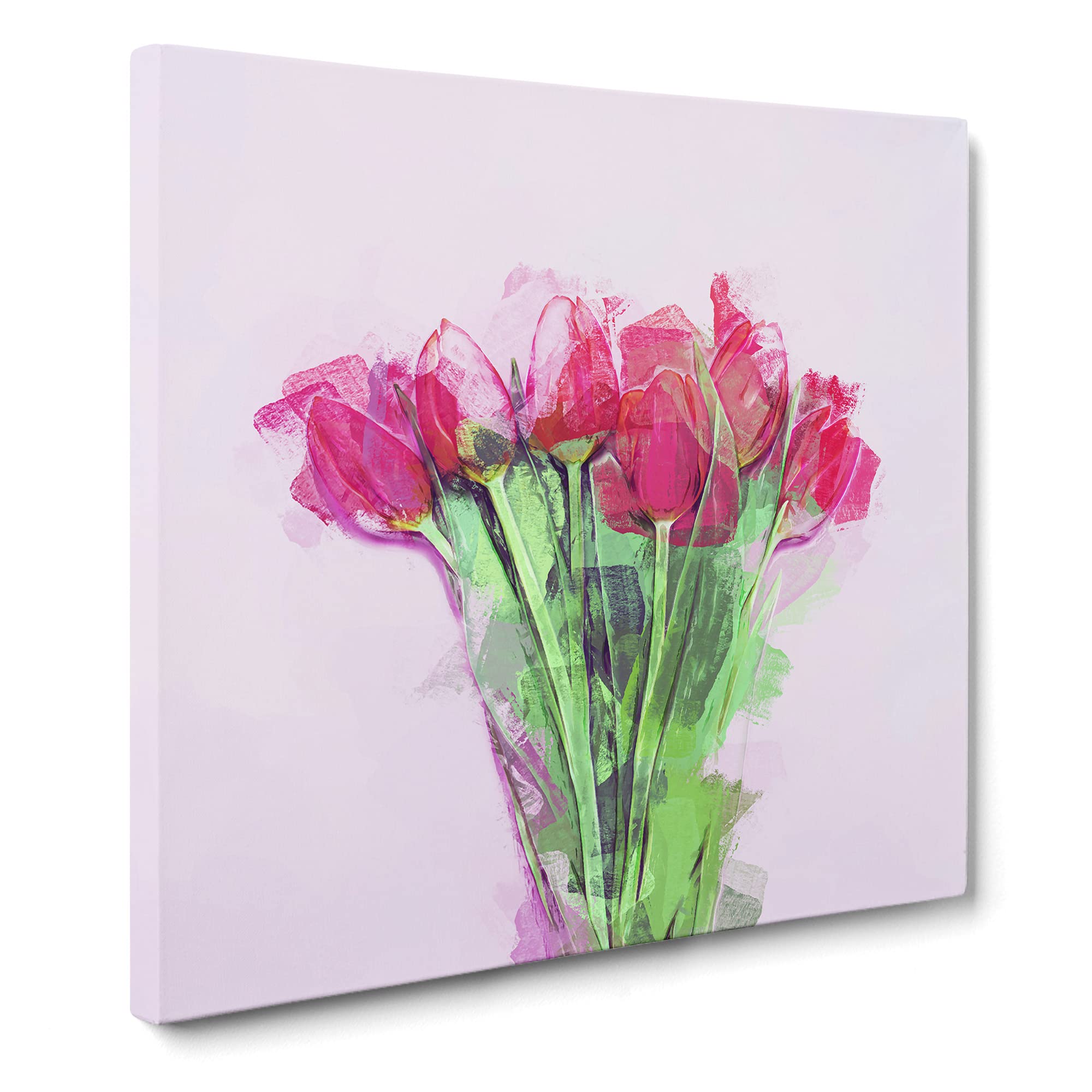 A Bunch of Pink Tulips Canvas Print, Mixed, 35L x 35W cm
