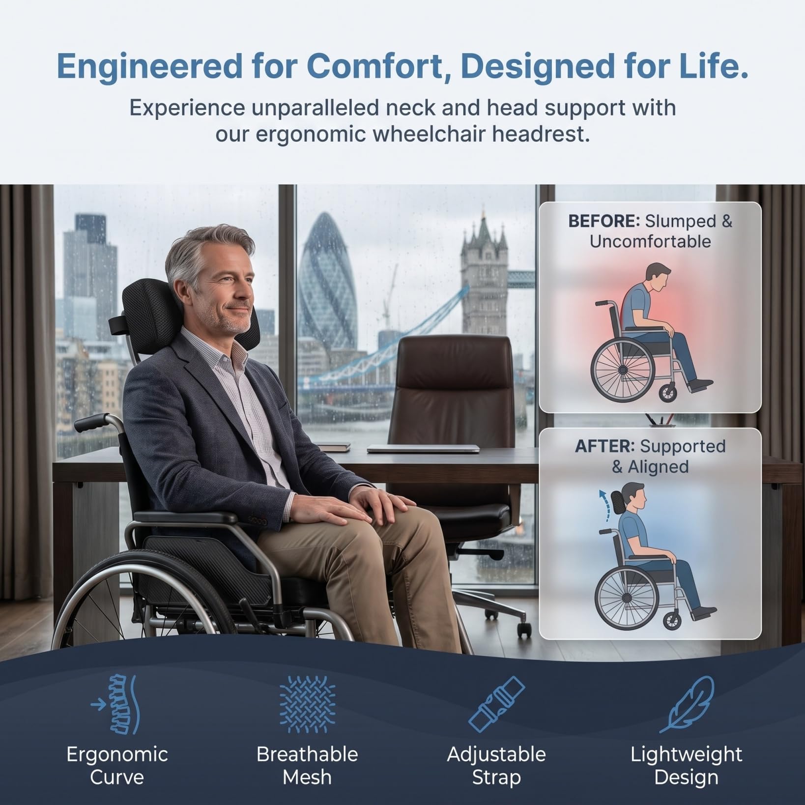 Healvian Reposacabezas para, Almohada para el Cuello, Transpirable, cojín de Espuma Cervical para Coche, Oficina, Silla, reclinable, Asientos de Cubo de conducción