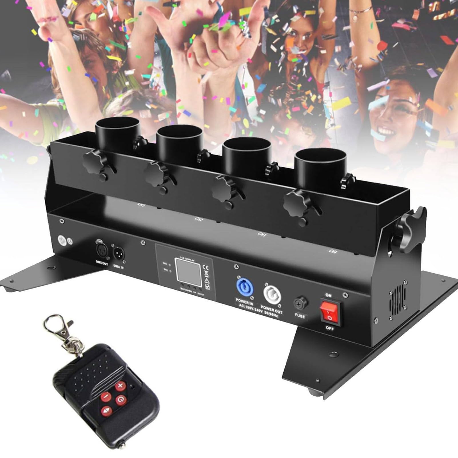 Whfklca 4Shots Professional Confetti Launcher,Spray Distance: 8-10 M