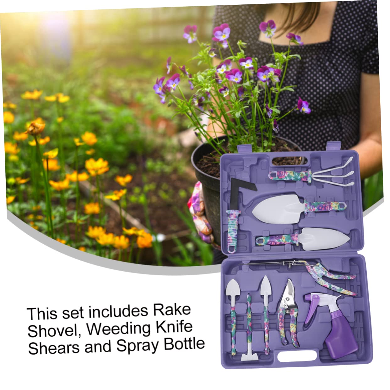 Ensemble D’Outils de Jardinage 10 Pièces Abs Acier Inoxydable