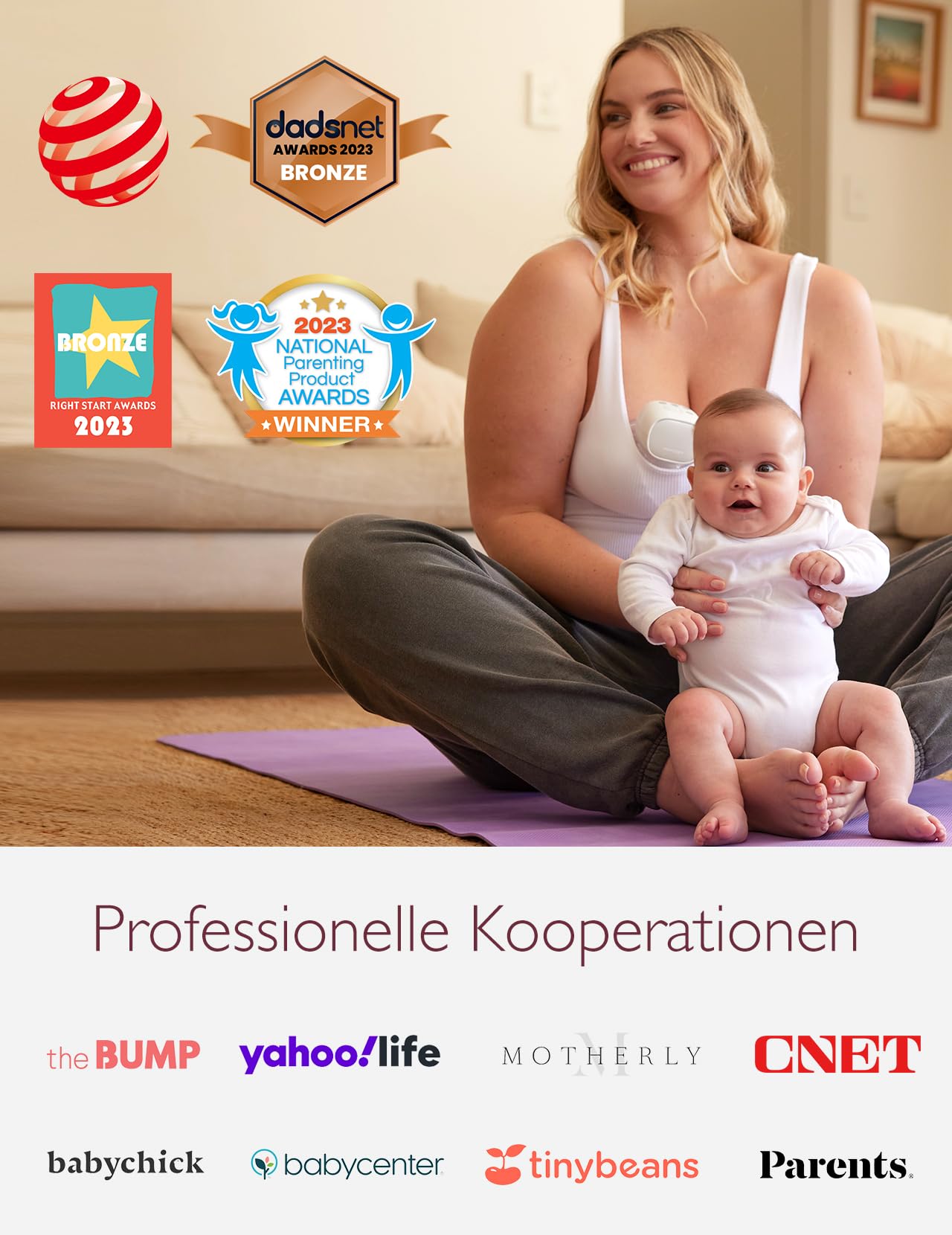 Momcozy S9 Pro Aktualisierte Milchpumpe Elektrisch Tragbar, Freihändige Milchpumpen mit längster Akkulaufzeit und LED-Anzeige, Elektrische Milchpumpe mit 2 Modi & 9 Stufen - 24mm (Grau, 1 Pack)
