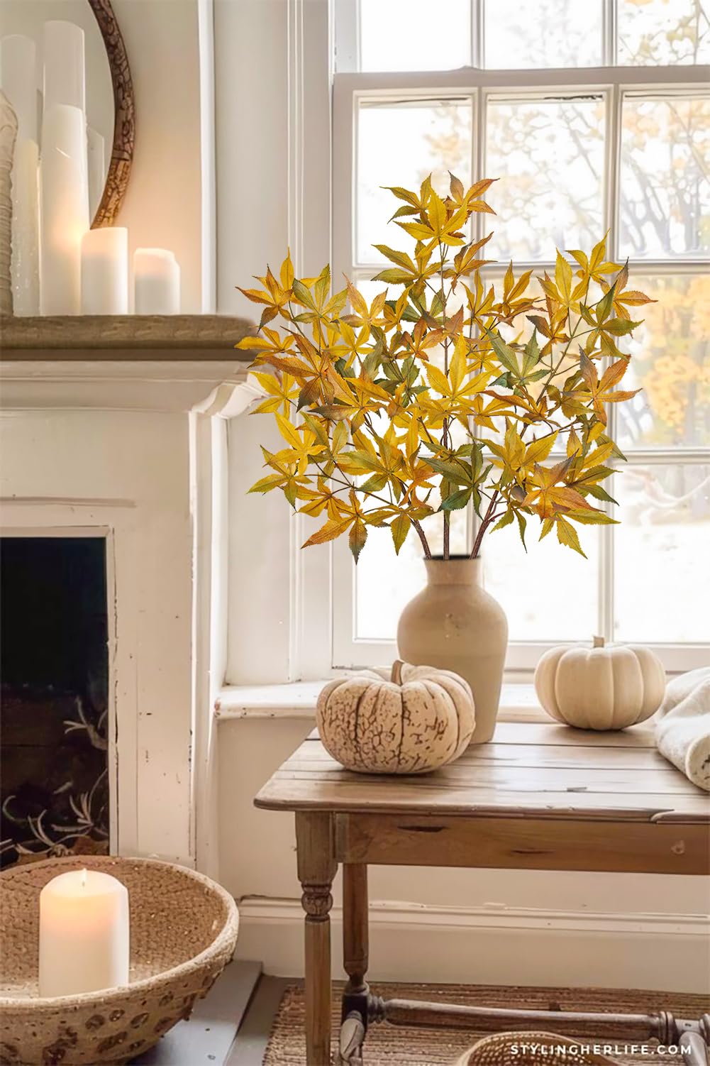 FEUILLES D'ÉRABLE ARTIFICIELLES Branche Fausses Feuilles D'automne Tiges En € EUR 2,70 - PicClick FR