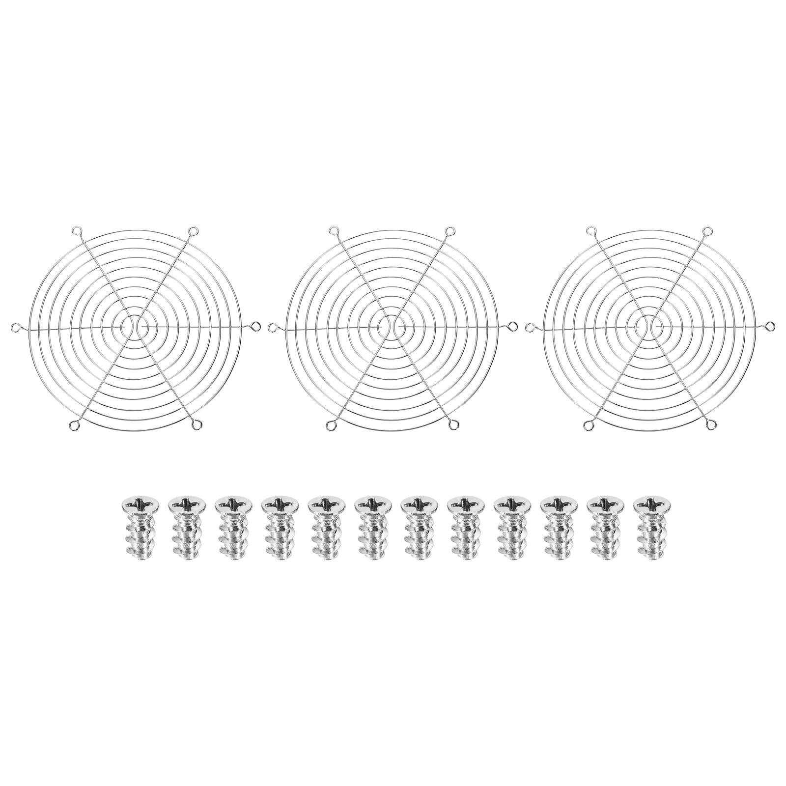 PATIKIL 220mm Fan Finger Grill, 3 Pcs Metal Ventilation Grill Guard Cover with Screws for Industry Workshop Computer Household Refrigerators Air Conditioning, Silver