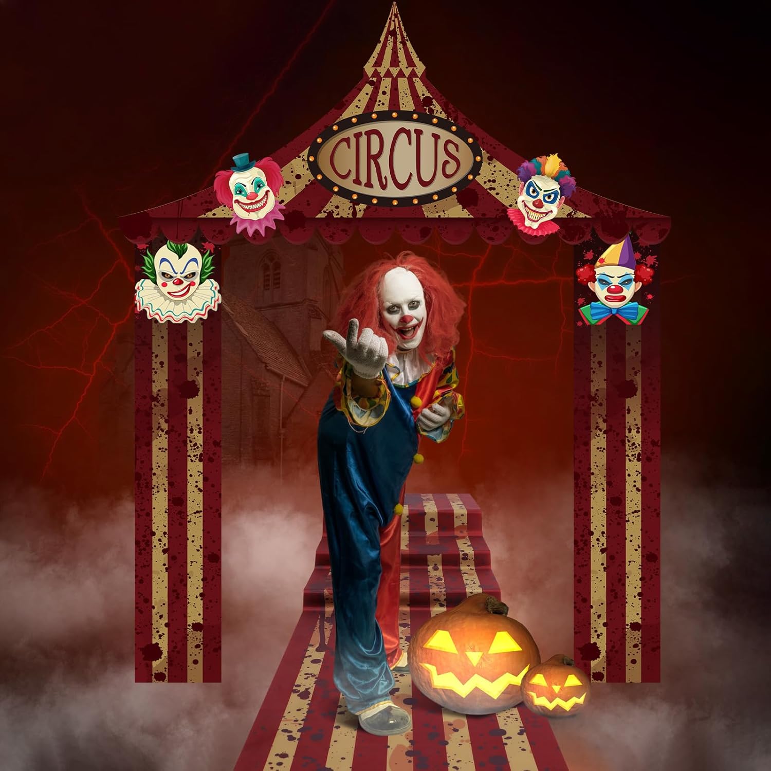 4 Pcs Carnival Circus Tent Decorations Carnival Entryway Door Party Decor Awning Hanging Banner Aisle Runners Supply for Circus Theme Birthday Celebration(Clown) - Image 4