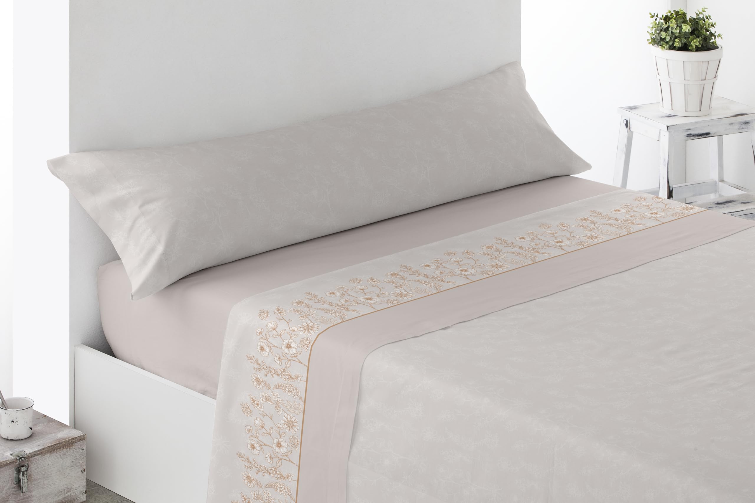 Parure de draps anti-bouloche Roda beige pour éliminer les draps rêches lit 150