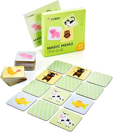 CUBIDI Juego de memoria a juego Juguetes educativos para niños mayores de 4 años Juegos de cartas para actividades de niños pequeños Juguetes