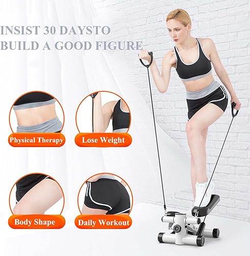 Miniatura 2 de YSUEFIJO Mini ejercicio de aptitud física escalón de escalera con banda de resistencia máquina de ejercicio aeróbico equipo de entrenamiento en casa